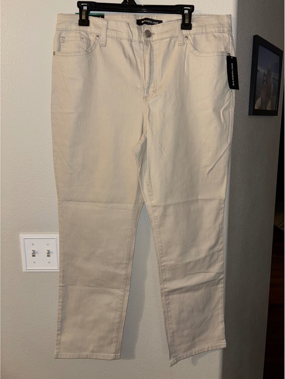 Bandolino Mandie High Rise Straight Leg Jeans Cream Stone Petite 16P NWT